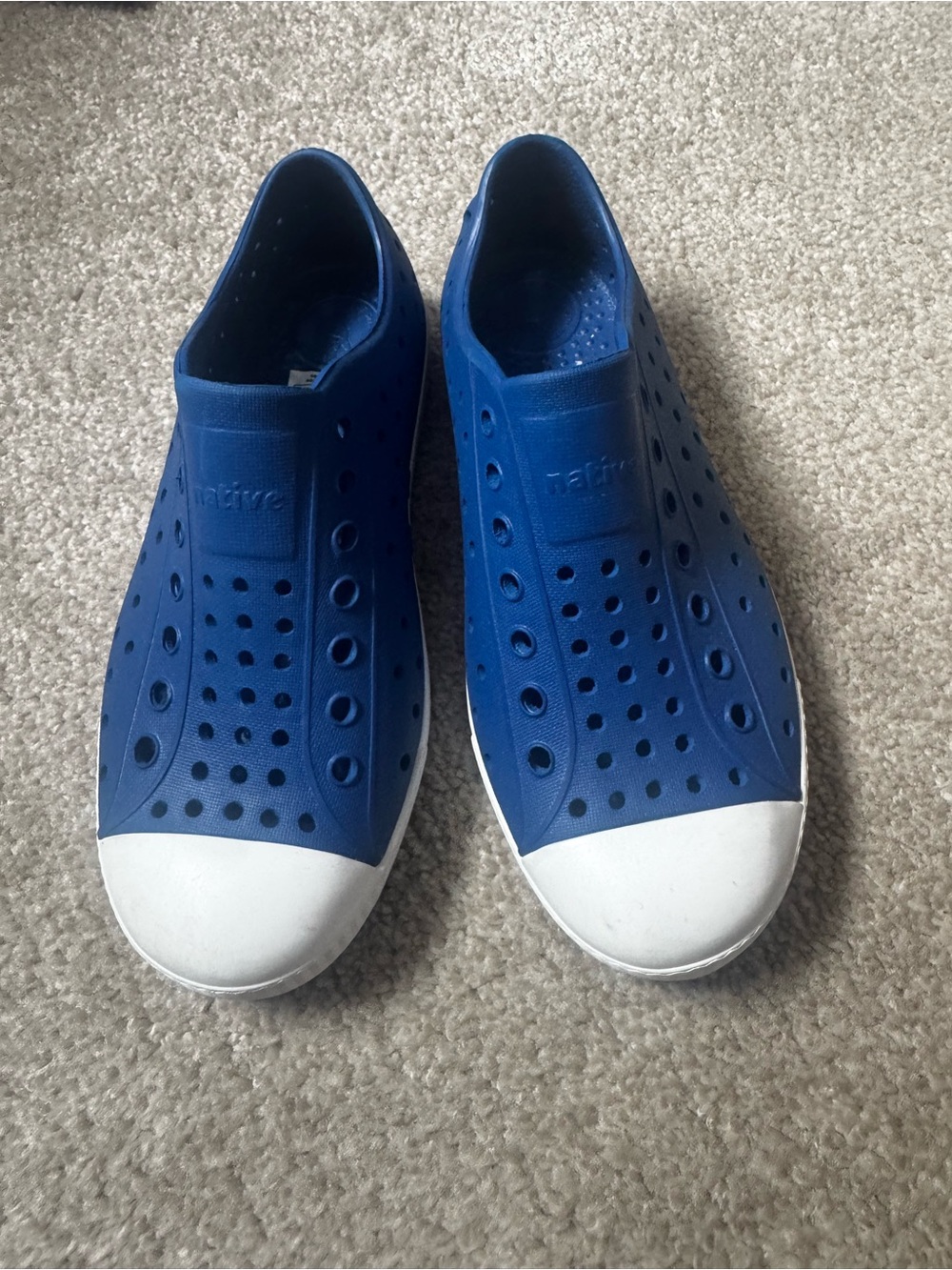 Native Kids Slip-On Water Shoes in Blue with White Toe